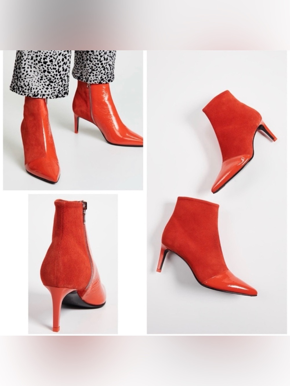 Rag & Bone Beha Mixed Booties In Orange Suede